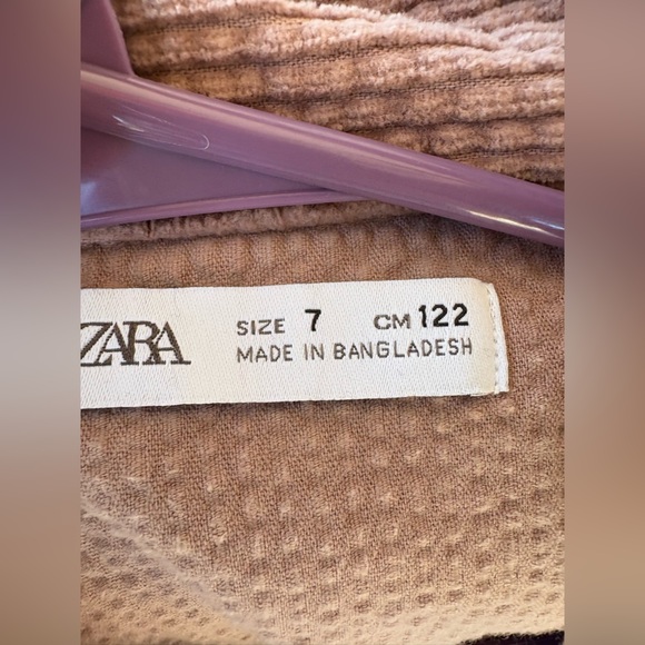 ZARA kids (Girls) corduroy pale pink dress size 7 button down preloved - Picture 3 of 6
